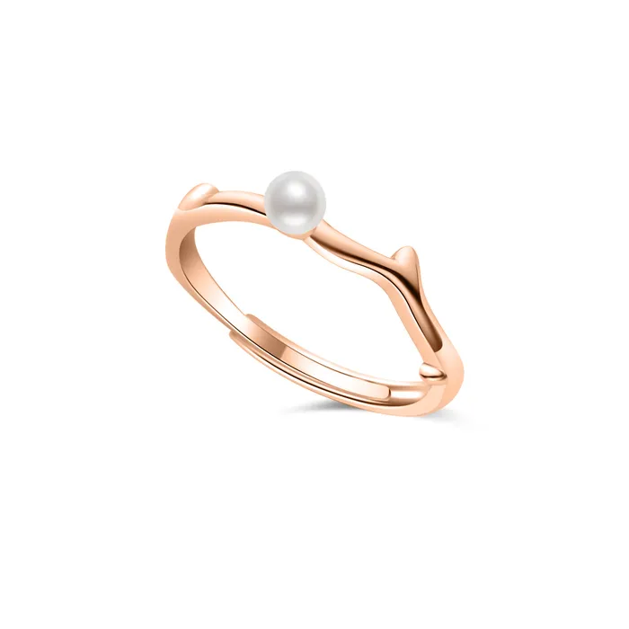 Rings Pearly Lustre Top Grade Freshwater Pearl Ring WR00318 ROSE