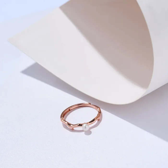 Rings Pearly Lustre Top Grade Freshwater Pearl Ring WR00318 ROSE