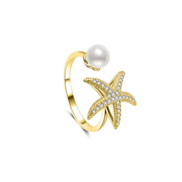 Rings Pearly Lustre Top Grade Freshwater Pearl Ring WR00323 STARFISH