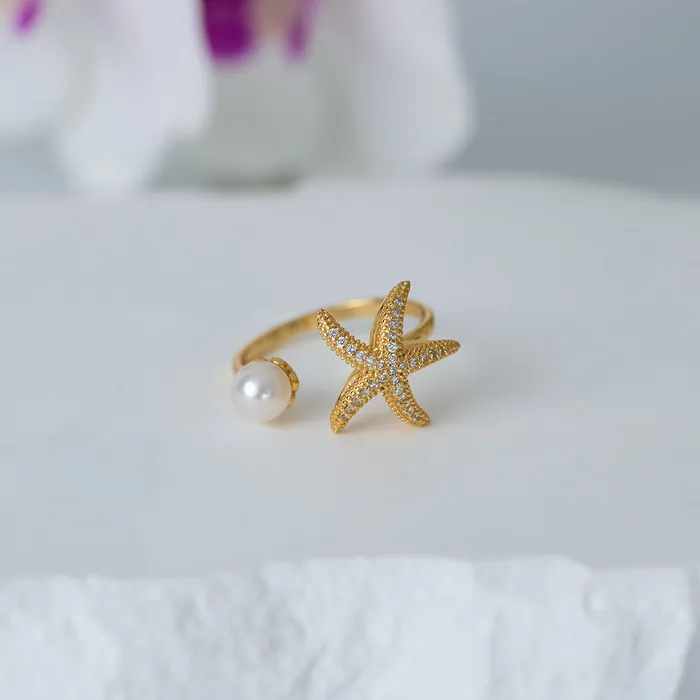 Rings Pearly Lustre Top Grade Freshwater Pearl Ring WR00323 STARFISH
