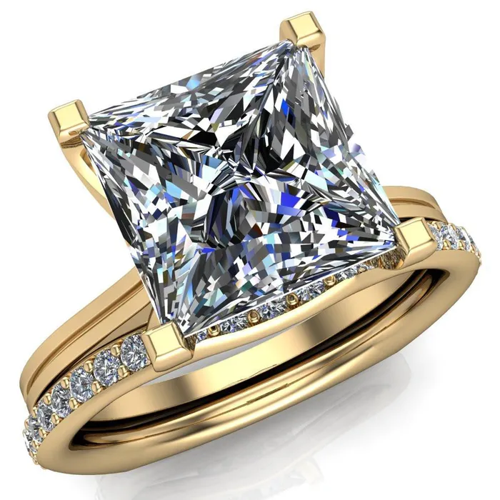 Rings Ruth PrincessSquare Moissanite Euro Shank Ring Fire Brilliance 