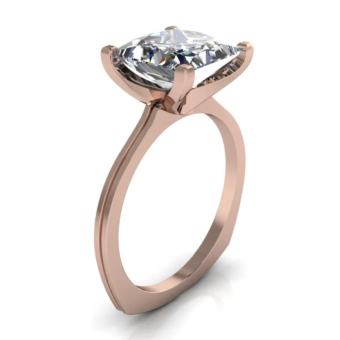 Rings Ruth PrincessSquare Moissanite Euro Shank Ring Fire Brilliance 