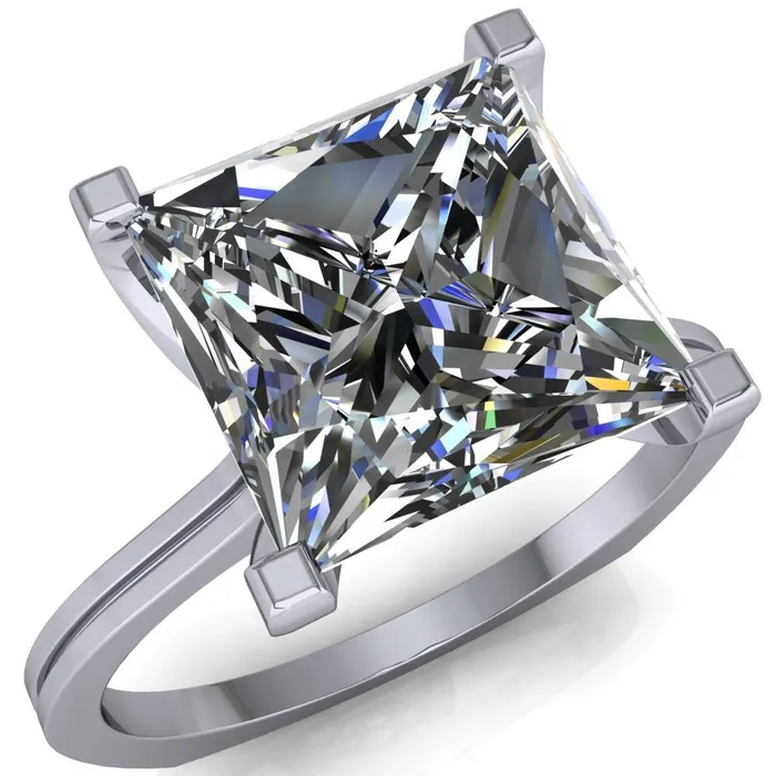Rings Ruth PrincessSquare Moissanite Euro Shank Ring Fire Brilliance 