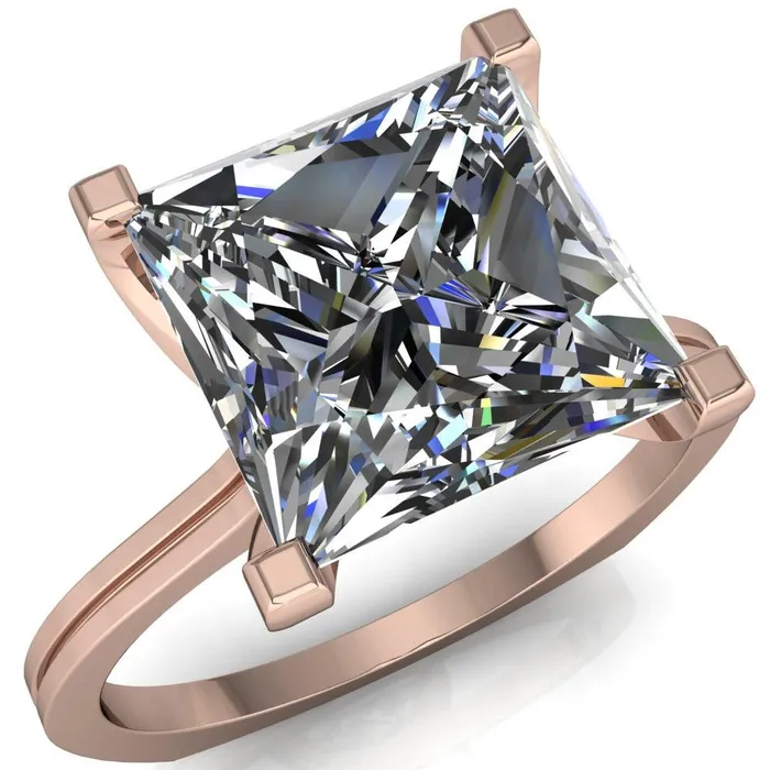 Rings Ruth PrincessSquare Moissanite Euro Shank Ring Fire Brilliance 