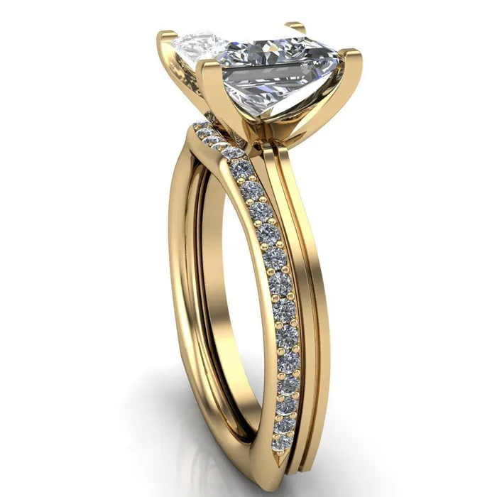 Rings Ruth PrincessSquare Moissanite Euro Shank Ring Fire Brilliance 