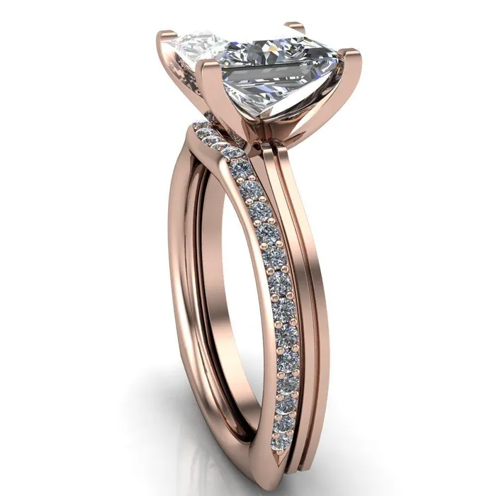 Rings Ruth PrincessSquare Moissanite Euro Shank Ring Fire Brilliance 