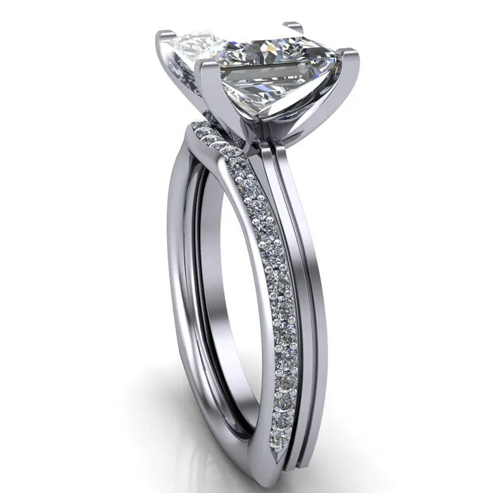 Rings Ruth PrincessSquare Moissanite Euro Shank Ring Fire Brilliance 