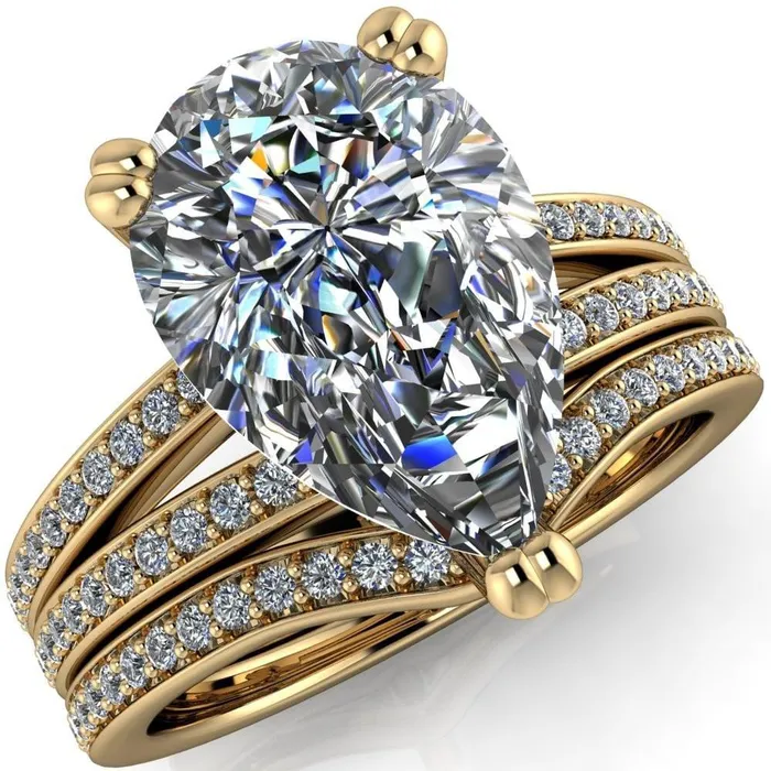 Rings Sophina Pear Center Stone 3 Double Prong Split Shank Engagement Ring Fire Brilliance Rings Sophina Pear Center Stone 3 Double Prong Split Shank Engagement Ring Fire Brilliance