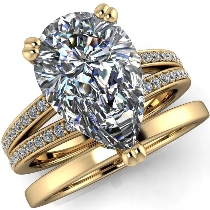 Rings Sophina Pear Center Stone 3 Double Prong Split Shank Engagement Ring Fire Brilliance 