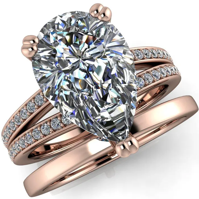 Rings Sophina Pear Center Stone 3 Double Prong Split Shank Engagement Ring Fire Brilliance 