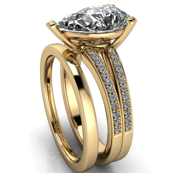 Rings Sophina Pear Center Stone 3 Double Prong Split Shank Engagement Ring Fire Brilliance 