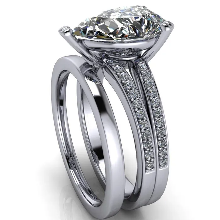 Rings Sophina Pear Center Stone 3 Double Prong Split Shank Engagement Ring Fire Brilliance 