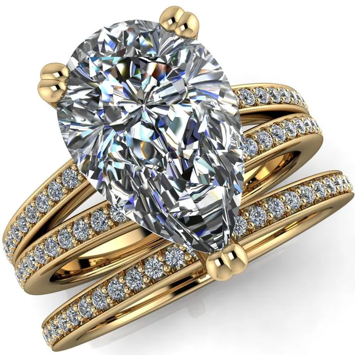 Rings Sophina Pear Center Stone 3 Double Prong Split Shank Engagement Ring Fire Brilliance 