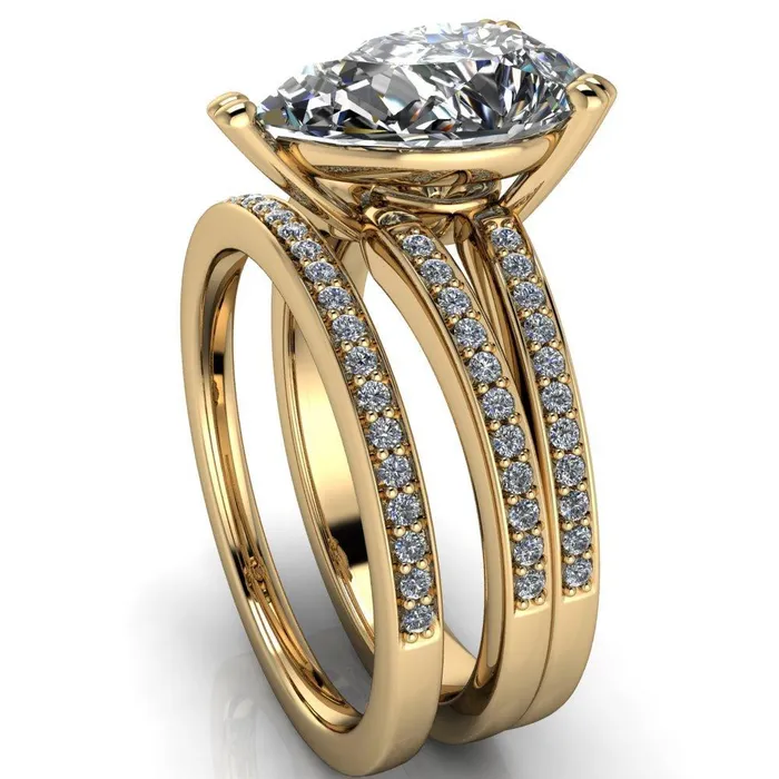 Rings Sophina Pear Center Stone 3 Double Prong Split Shank Engagement Ring Fire Brilliance 