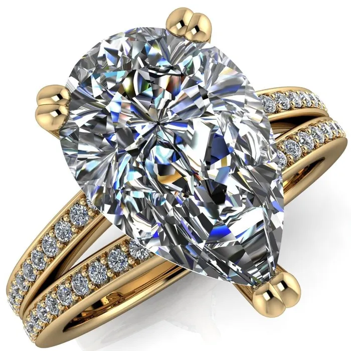 Rings Sophina Pear Center Stone 3 Double Prong Split Shank Engagement Ring Fire Brilliance 
