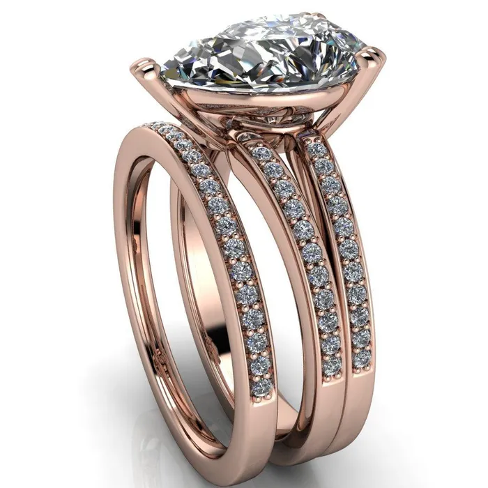 Rings Sophina Pear Center Stone 3 Double Prong Split Shank Engagement Ring Fire Brilliance 