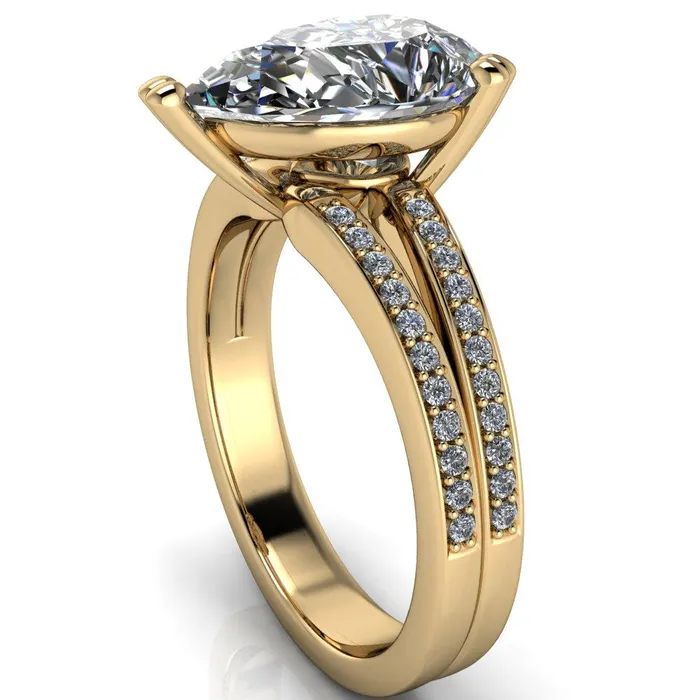 Rings Sophina Pear Center Stone 3 Double Prong Split Shank Engagement Ring Fire Brilliance 