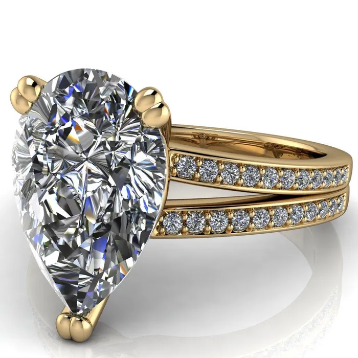 Rings Sophina Pear Center Stone 3 Double Prong Split Shank Engagement Ring Fire Brilliance 