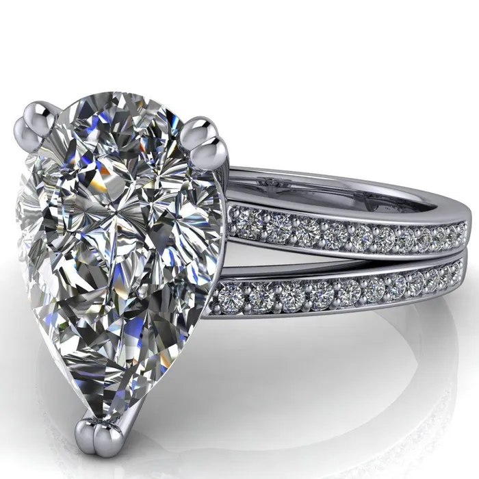 Rings Sophina Pear Center Stone 3 Double Prong Split Shank Engagement Ring Fire Brilliance 