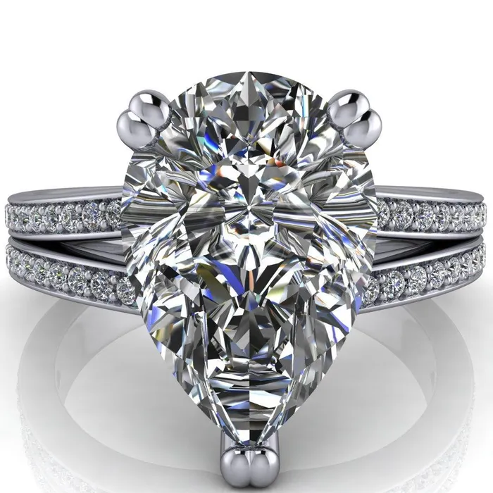 Rings Sophina Pear Center Stone 3 Double Prong Split Shank Engagement Ring Fire Brilliance 