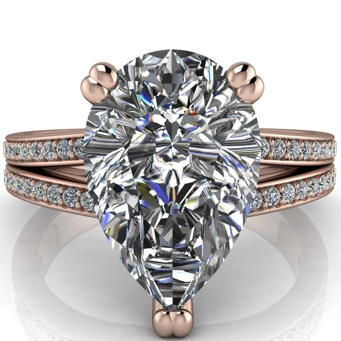 Rings Sophina Pear Center Stone 3 Double Prong Split Shank Engagement Ring Fire Brilliance 