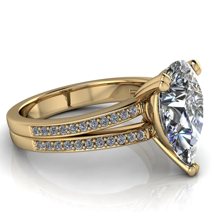 Rings Sophina Pear Center Stone 3 Double Prong Split Shank Engagement Ring Fire Brilliance 