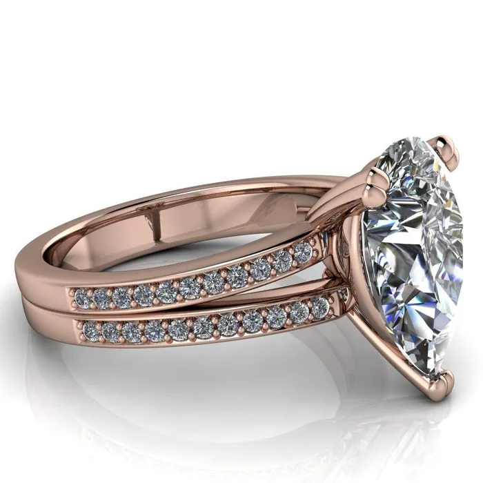 Rings Sophina Pear Center Stone 3 Double Prong Split Shank Engagement Ring Fire Brilliance 