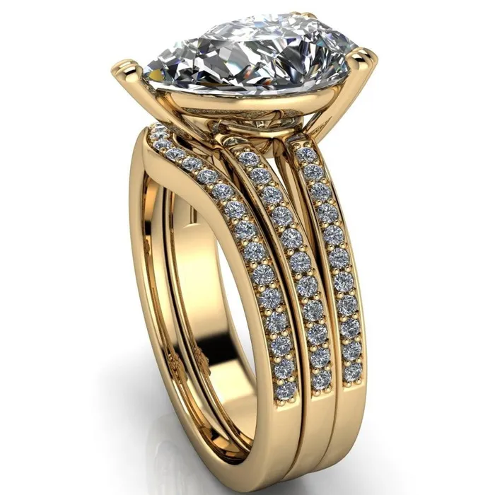 Rings Sophina Pear Center Stone 3 Double Prong Split Shank Engagement Ring Fire Brilliance 