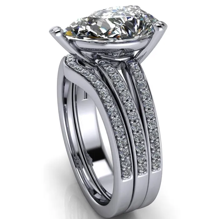 Rings Sophina Pear Center Stone 3 Double Prong Split Shank Engagement Ring Fire Brilliance 