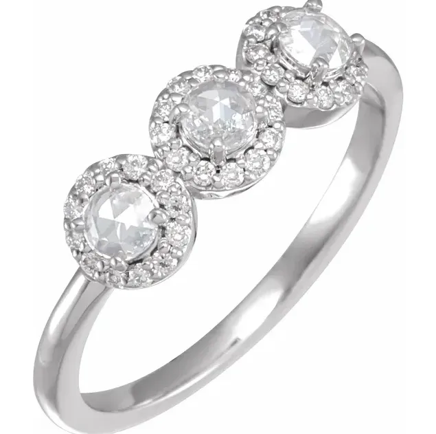 Rings Stackables 13 CTW Natural RoseCut Diamond Faceted Anniversary Ring Fire Brilliance Rings Stackables 13 CTW Natural RoseCut Diamond Faceted Anniversary Ring Fire Brilliance