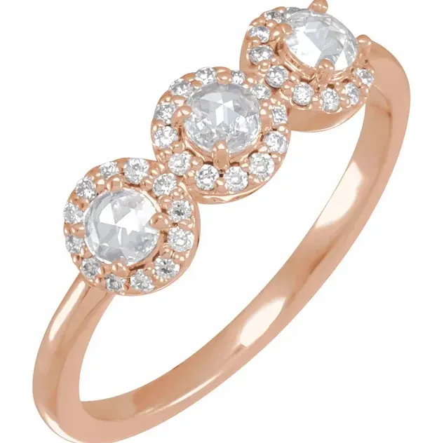 Rings Stackables 13 CTW Natural RoseCut Diamond Faceted Anniversary Ring Fire Brilliance 