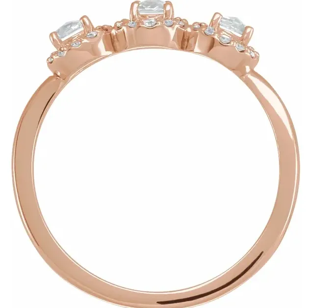 Rings Stackables 13 CTW Natural RoseCut Diamond Faceted Anniversary Ring Fire Brilliance 