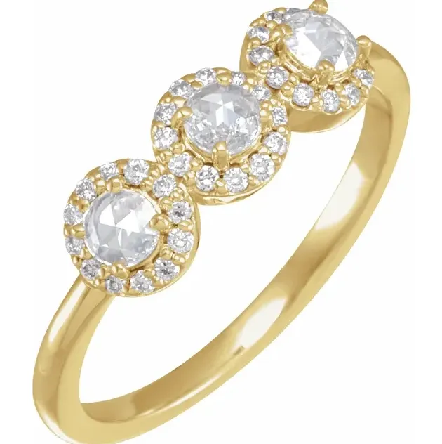 Rings Stackables 13 CTW Natural RoseCut Diamond Faceted Anniversary Ring Fire Brilliance 