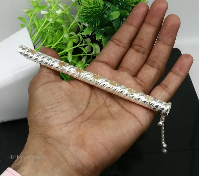 Rings TRIBAL ORNAMENTS 6 long handmade sterling silver stunning divine Lord Krishna flute Amazing krishna gifting silver accessories puja utensils su388