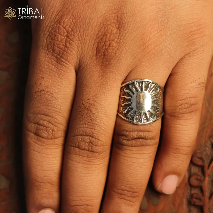 Rings TRIBAL ORNAMENTS 925 sterling silver heavy sun design ring mens Jewelry sr763