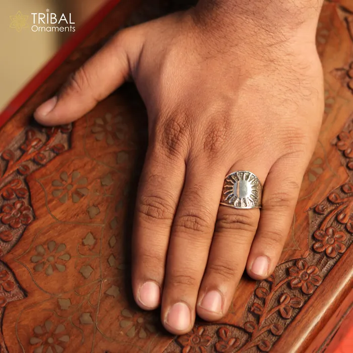 Rings TRIBAL ORNAMENTS 925 sterling silver heavy sun design ring mens Jewelry sr763