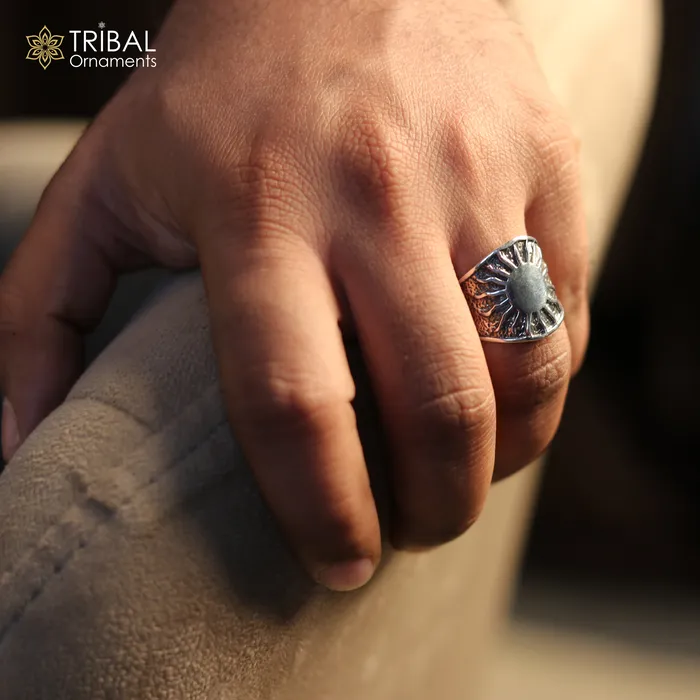 Rings TRIBAL ORNAMENTS 925 sterling silver heavy sun design ring mens Jewelry sr763
