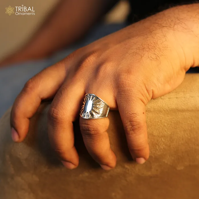 Rings TRIBAL ORNAMENTS 925 sterling silver heavy sun design ring mens Jewelry sr763