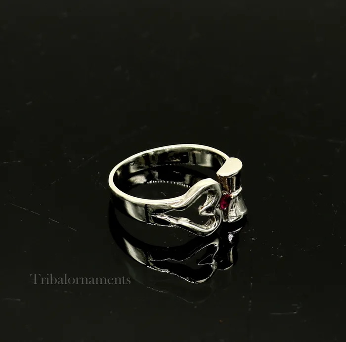 Rings TRIBAL ORNAMENTS 925 sterling silver vintage customized design shiva trident trishul damaru ring band excellent customized ring unisex jewelry ring446