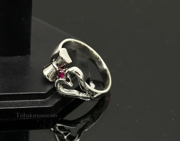 Rings TRIBAL ORNAMENTS 925 sterling silver vintage customized design shiva trident trishul damaru ring band excellent customized ring unisex jewelry ring446