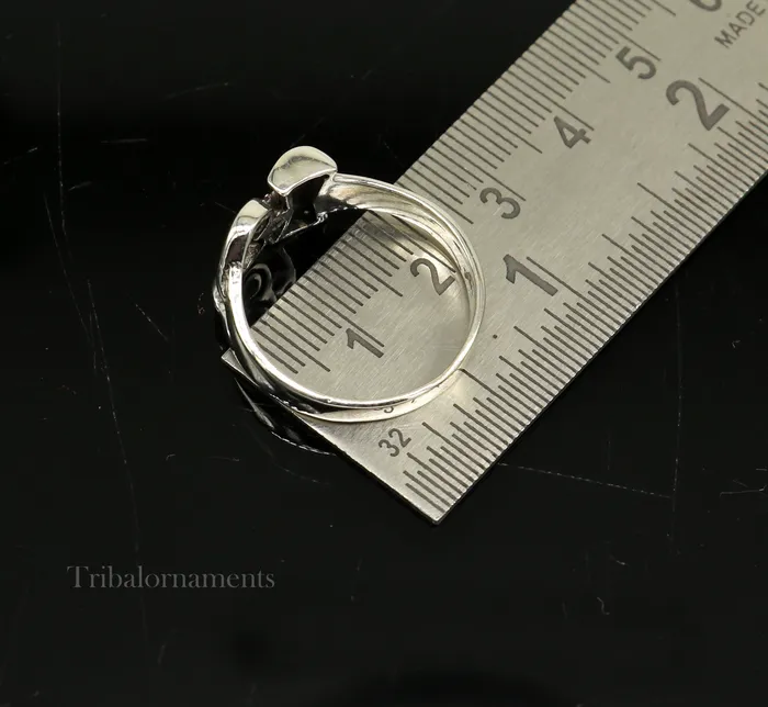 Rings TRIBAL ORNAMENTS 925 sterling silver vintage customized design shiva trident trishul damaru ring band excellent customized ring unisex jewelry ring446
