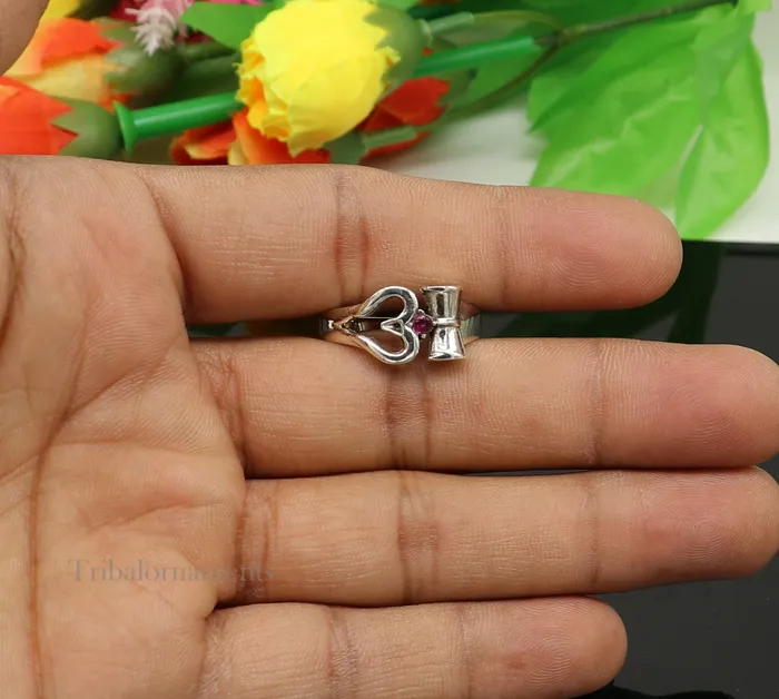 Rings TRIBAL ORNAMENTS 925 sterling silver vintage customized design shiva trident trishul damaru ring band excellent customized ring unisex jewelry ring446