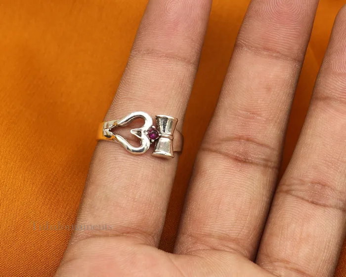 Rings TRIBAL ORNAMENTS 925 sterling silver vintage customized design shiva trident trishul damaru ring band excellent customized ring unisex jewelry ring446