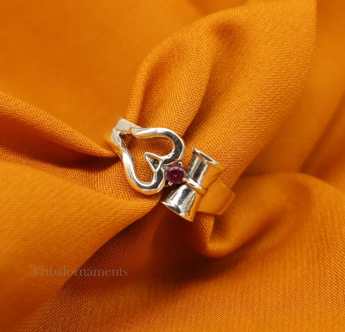 Rings TRIBAL ORNAMENTS 925 sterling silver vintage customized design shiva trident trishul damaru ring band excellent customized ring unisex jewelry ring446