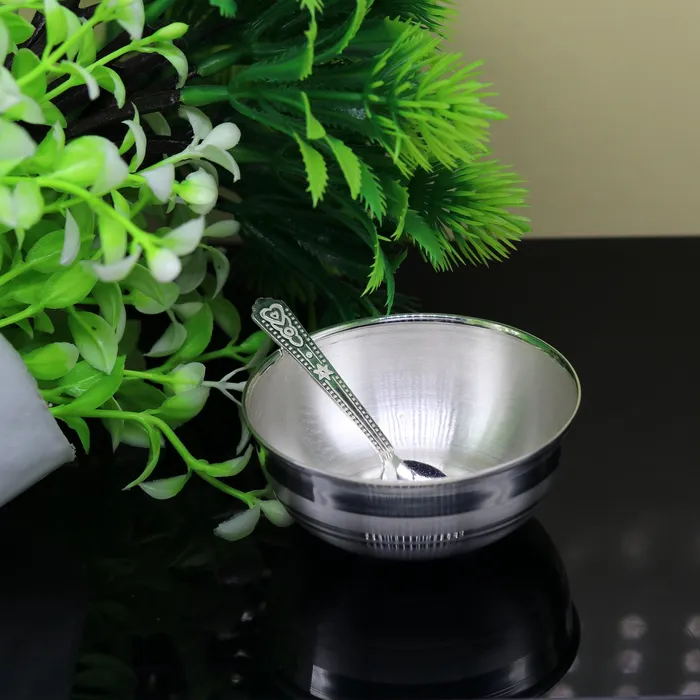 Rings TRIBAL ORNAMENTS 999 pure sterling silver handmade solid silver bowl and spoon healthy serving bowl silver vessels baby serving utensils baby set sv82
