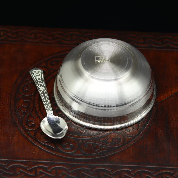 Rings TRIBAL ORNAMENTS 999 pure sterling silver handmade solid silver bowl and spoon healthy serving bowl silver vessels baby serving utensils baby set sv82