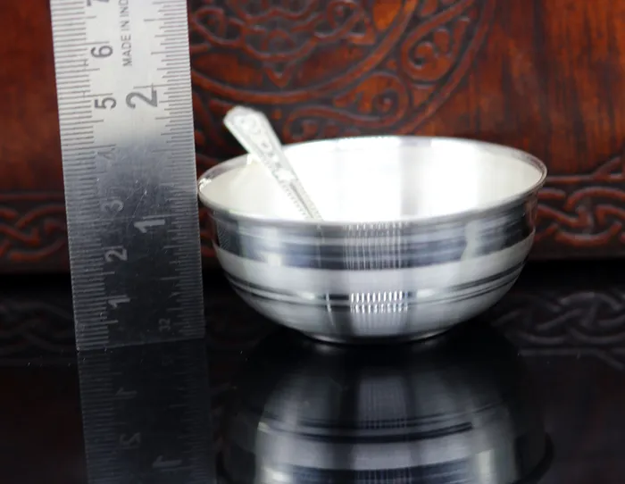 Rings TRIBAL ORNAMENTS 999 pure sterling silver handmade solid silver bowl and spoon healthy serving bowl silver vessels baby serving utensils baby set sv82