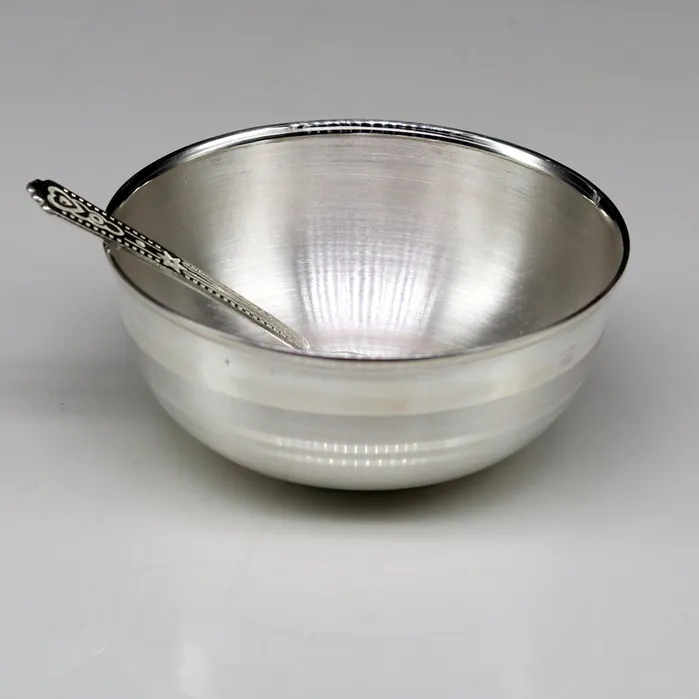Rings TRIBAL ORNAMENTS 999 pure sterling silver handmade solid silver bowl and spoon healthy serving bowl silver vessels baby serving utensils baby set sv82