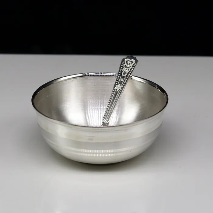 Rings TRIBAL ORNAMENTS 999 pure sterling silver handmade solid silver bowl and spoon healthy serving bowl silver vessels baby serving utensils baby set sv82