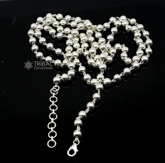 Rings TRIBAL ORNAMENTS All size 925 Sterling silver adjustable handmade 6 mm beaded chain plain design belly chain waist chain Saree chain belly dance wch28